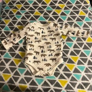 Wilderness quilted Long Sleeve Baby Onesie